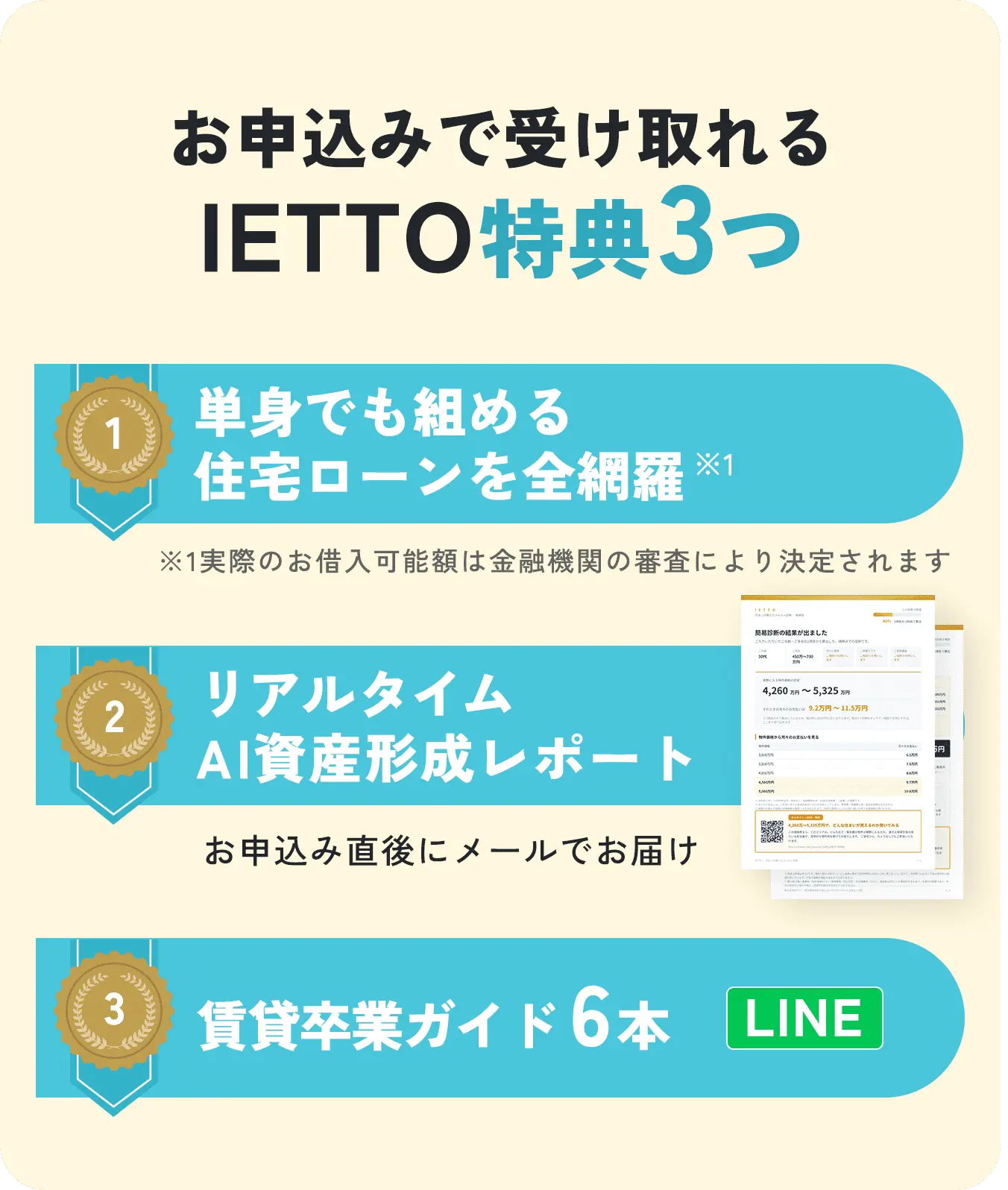お申込みで受け取れる IETTO特典3つ